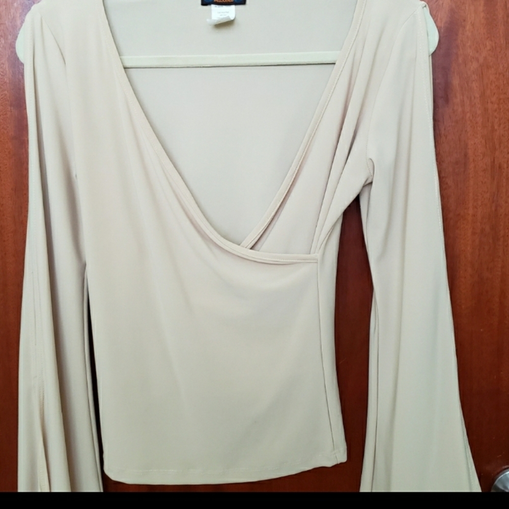Cream/ beige cold shoulder blouse